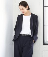 F6KGD20150 MICHEL KLEIN(小さいサイズ)(メゾン ドゥ サンク) [小さいサイズ][遮熱効果素材]ステッチレス五分袖プルオーバー ホワイト