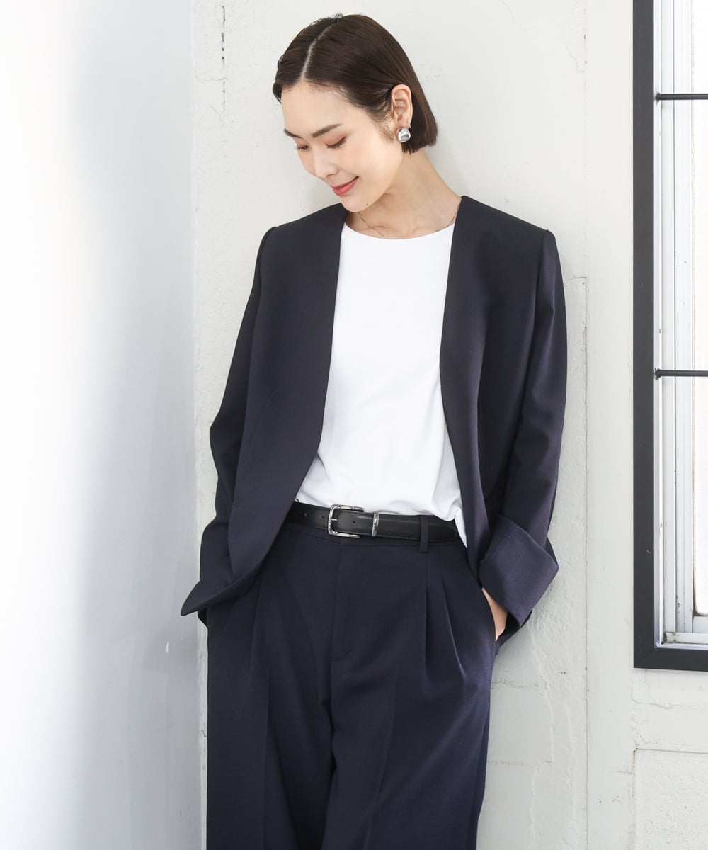 F6KGD20150 MICHEL KLEIN(小さいサイズ)(メゾン ドゥ サンク) [小さいサイズ][遮熱効果素材]ステッチレス五分袖プルオーバー ホワイト