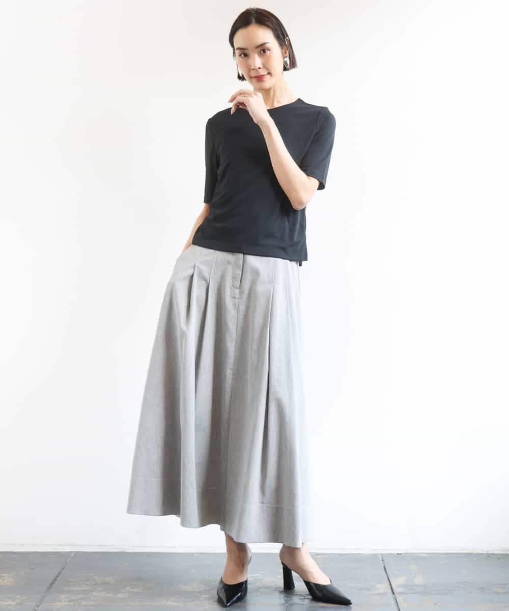 F6KGD20150 MICHEL KLEIN(小さいサイズ)(メゾン ドゥ サンク) [小さいサイズ][遮熱効果素材]ステッチレス五分袖プルオーバー ブラック