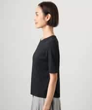 F6KGD20150 MICHEL KLEIN(小さいサイズ)(メゾン ドゥ サンク) [小さいサイズ][遮熱効果素材]ステッチレス五分袖プルオーバー ブラック