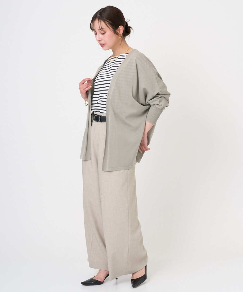 F6KGE04160 MICHEL KLEIN(小さいサイズ)(メゾン ドゥ サンク) [小さいサイズ]タックデザイン バスクボーダーTシャツ グリーン