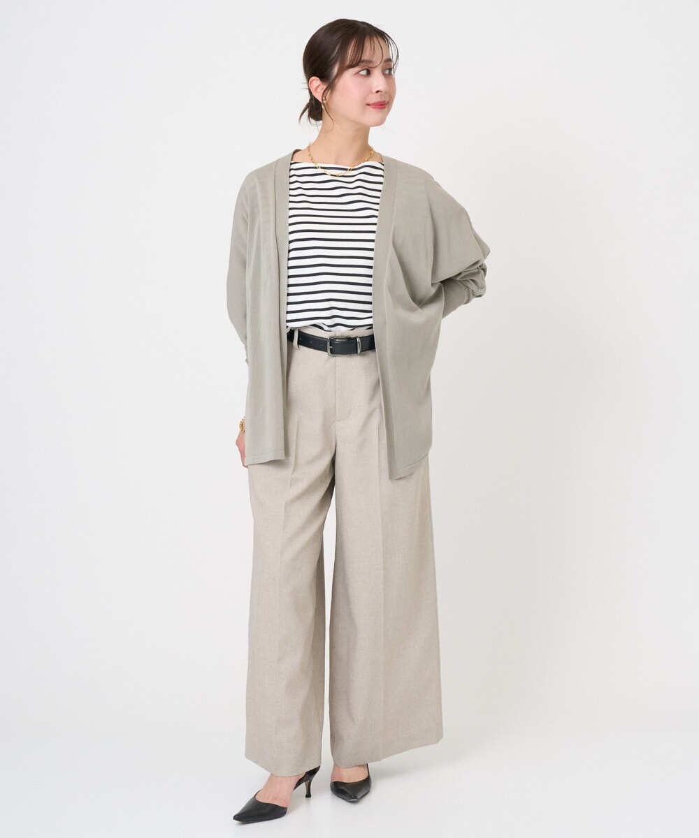 F6KGE04160 MICHEL KLEIN(小さいサイズ)(メゾン ドゥ サンク) [小さいサイズ]タックデザイン バスクボーダーTシャツ グリーン