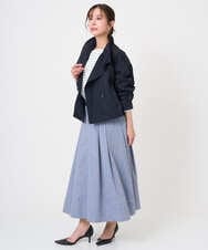 F6KGE04160 MICHEL KLEIN(小さいサイズ)(メゾン ドゥ サンク) [小さいサイズ]タックデザイン バスクボーダーTシャツ グリーン