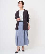 F6KGE04160 MICHEL KLEIN(小さいサイズ)(メゾン ドゥ サンク) [小さいサイズ]タックデザイン バスクボーダーTシャツ グリーン