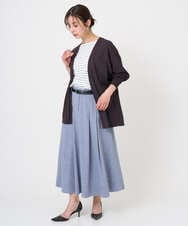 F6KGE04160 MICHEL KLEIN(小さいサイズ)(メゾン ドゥ サンク) [小さいサイズ]タックデザイン バスクボーダーTシャツ グリーン