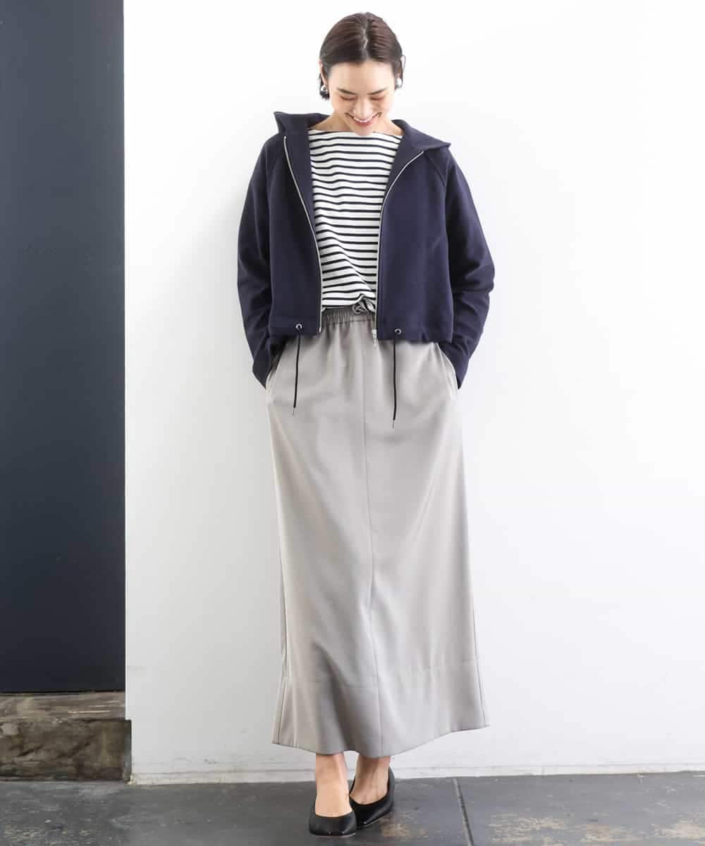 F6KGE04160 MICHEL KLEIN(小さいサイズ)(メゾン ドゥ サンク) [小さいサイズ]タックデザイン バスクボーダーTシャツ グリーン