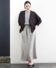 F6KGE04160 MICHEL KLEIN(小さいサイズ)(メゾン ドゥ サンク) [小さいサイズ]タックデザイン バスクボーダーTシャツ グリーン