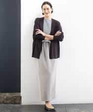 F6KGE04160 MICHEL KLEIN(小さいサイズ)(メゾン ドゥ サンク) [小さいサイズ]タックデザイン バスクボーダーTシャツ グリーン