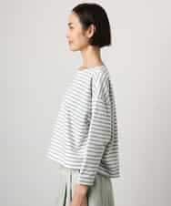 F6KGE04160 MICHEL KLEIN(小さいサイズ)(メゾン ドゥ サンク) [小さいサイズ]タックデザイン バスクボーダーTシャツ グリーン