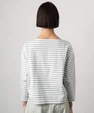 F6KGE04160 MICHEL KLEIN(小さいサイズ)(メゾン ドゥ サンク) [小さいサイズ]タックデザイン バスクボーダーTシャツ グリーン