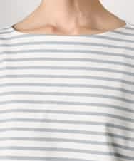 F6KGE04160 MICHEL KLEIN(小さいサイズ)(メゾン ドゥ サンク) [小さいサイズ]タックデザイン バスクボーダーTシャツ グリーン