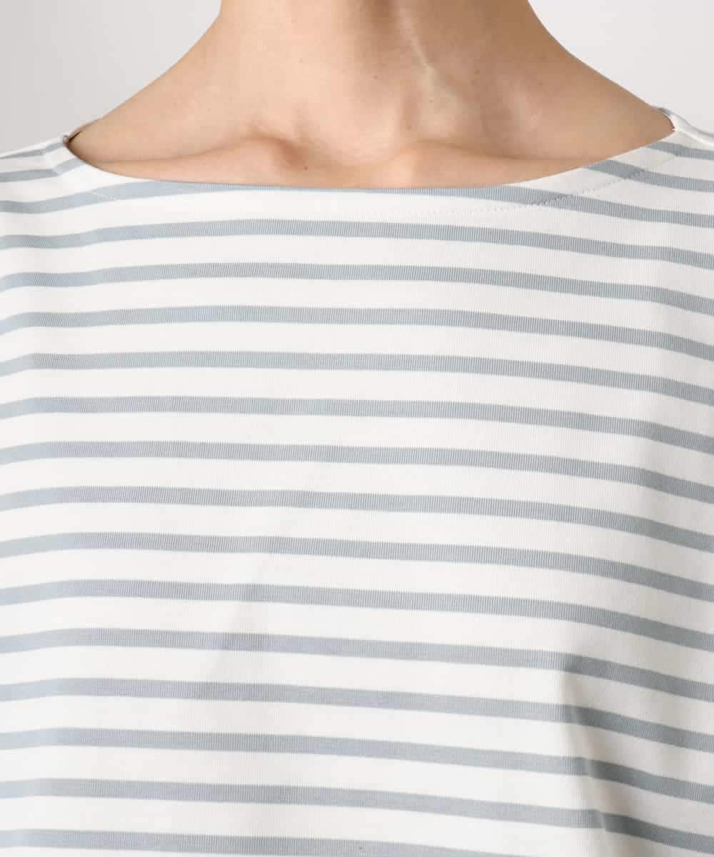 F6KGE04160 MICHEL KLEIN(小さいサイズ)(メゾン ドゥ サンク) [小さいサイズ]タックデザイン バスクボーダーTシャツ グリーン