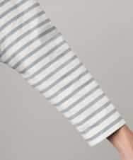 F6KGE04160 MICHEL KLEIN(小さいサイズ)(メゾン ドゥ サンク) [小さいサイズ]タックデザイン バスクボーダーTシャツ グリーン