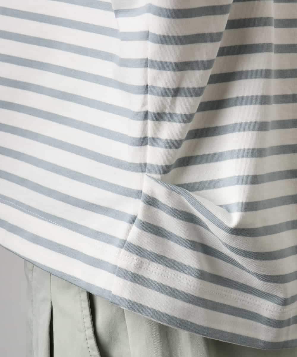 F6KGE04160 MICHEL KLEIN(小さいサイズ)(メゾン ドゥ サンク) [小さいサイズ]タックデザイン バスクボーダーTシャツ グリーン