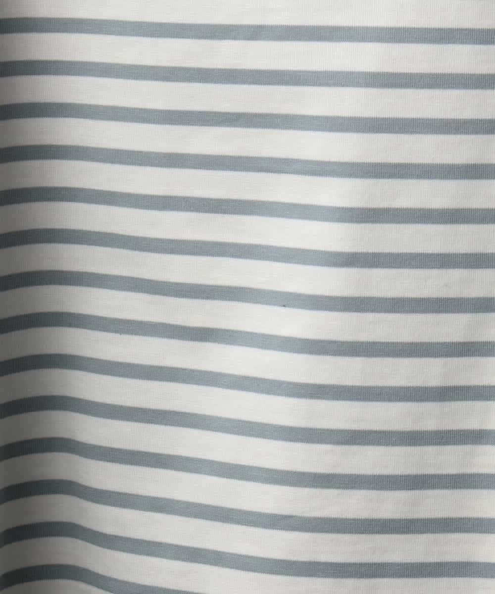 F6KGE04160 MICHEL KLEIN(小さいサイズ)(メゾン ドゥ サンク) [小さいサイズ]タックデザイン バスクボーダーTシャツ グリーン