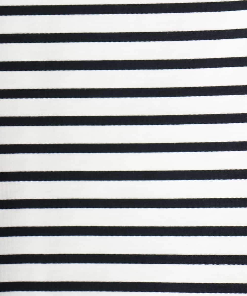 F6KGE04160 MICHEL KLEIN(小さいサイズ)(メゾン ドゥ サンク) [小さいサイズ]タックデザイン バスクボーダーTシャツ グリーン