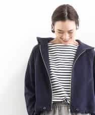 F6KGE04160 MICHEL KLEIN(小さいサイズ)(メゾン ドゥ サンク) [小さいサイズ]タックデザイン バスクボーダーTシャツ ブラック