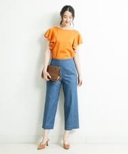 F6KGP53160 MICHEL KLEIN(小さいサイズ)(メゾン ドゥ サンク) [小さいサイズ]フレアスリーブカットソー グリーン(35)