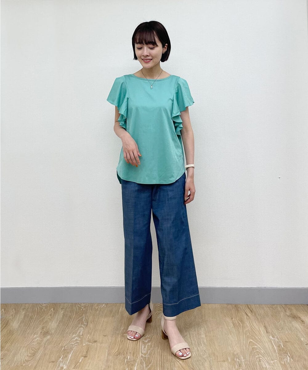 F6KGP53160 MICHEL KLEIN(小さいサイズ)(メゾン ドゥ サンク) [小さいサイズ]フレアスリーブカットソー グリーン(35)
