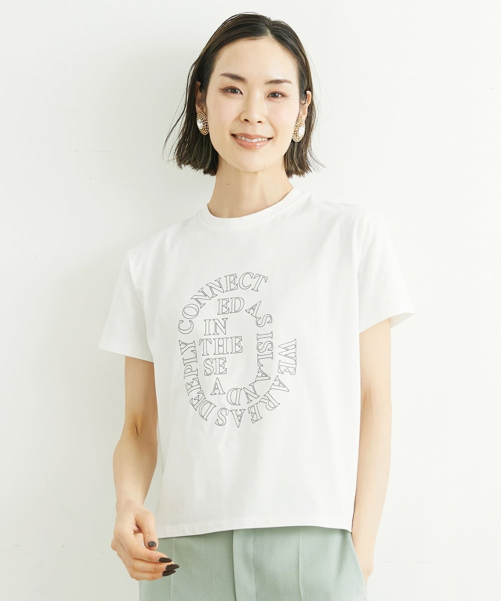 F6KGS22120 MICHEL KLEIN(小さいサイズ)(メゾン ドゥ サンク) [小さいサイズ]モノトーンサークルロゴTシャツ ブラック(94)