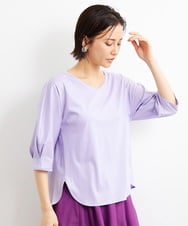 F6KGS24180 MICHEL KLEIN(小さいサイズ)(メゾン ドゥ サンク) [小さいサイズ]Vネックラウンドテールカットソー/コットン100％ ラベンダー(60)