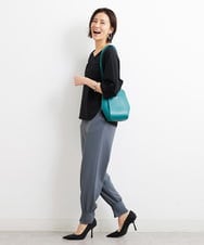 F6KGS24180 MICHEL KLEIN(小さいサイズ)(メゾン ドゥ サンク) [小さいサイズ]Vネックラウンドテールカットソー/コットン100％ ブラック(94)