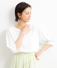 F6KGS24180 MICHEL KLEIN(小さいサイズ)(メゾン ドゥ サンク) [小さいサイズ]Vネックラウンドテールカットソー/コットン100％ ブラック(94)