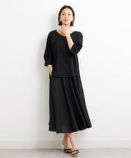 F6KGS24180 MICHEL KLEIN(小さいサイズ)(メゾン ドゥ サンク) [小さいサイズ]Vネックラウンドテールカットソー/コットン100％ ブラック(94)