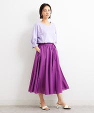 F6KGS24180 MICHEL KLEIN(小さいサイズ)(メゾン ドゥ サンク) [小さいサイズ]Vネックラウンドテールカットソー/コットン100％ ブラック(94)