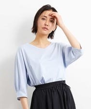 F6KGS24180 MICHEL KLEIN(小さいサイズ)(メゾン ドゥ サンク) [小さいサイズ]Vネックラウンドテールカットソー/コットン100％ ブラック(94)
