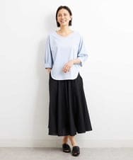 F6KGS24180 MICHEL KLEIN(小さいサイズ)(メゾン ドゥ サンク) [小さいサイズ]Vネックラウンドテールカットソー/コットン100％ ブラック(94)