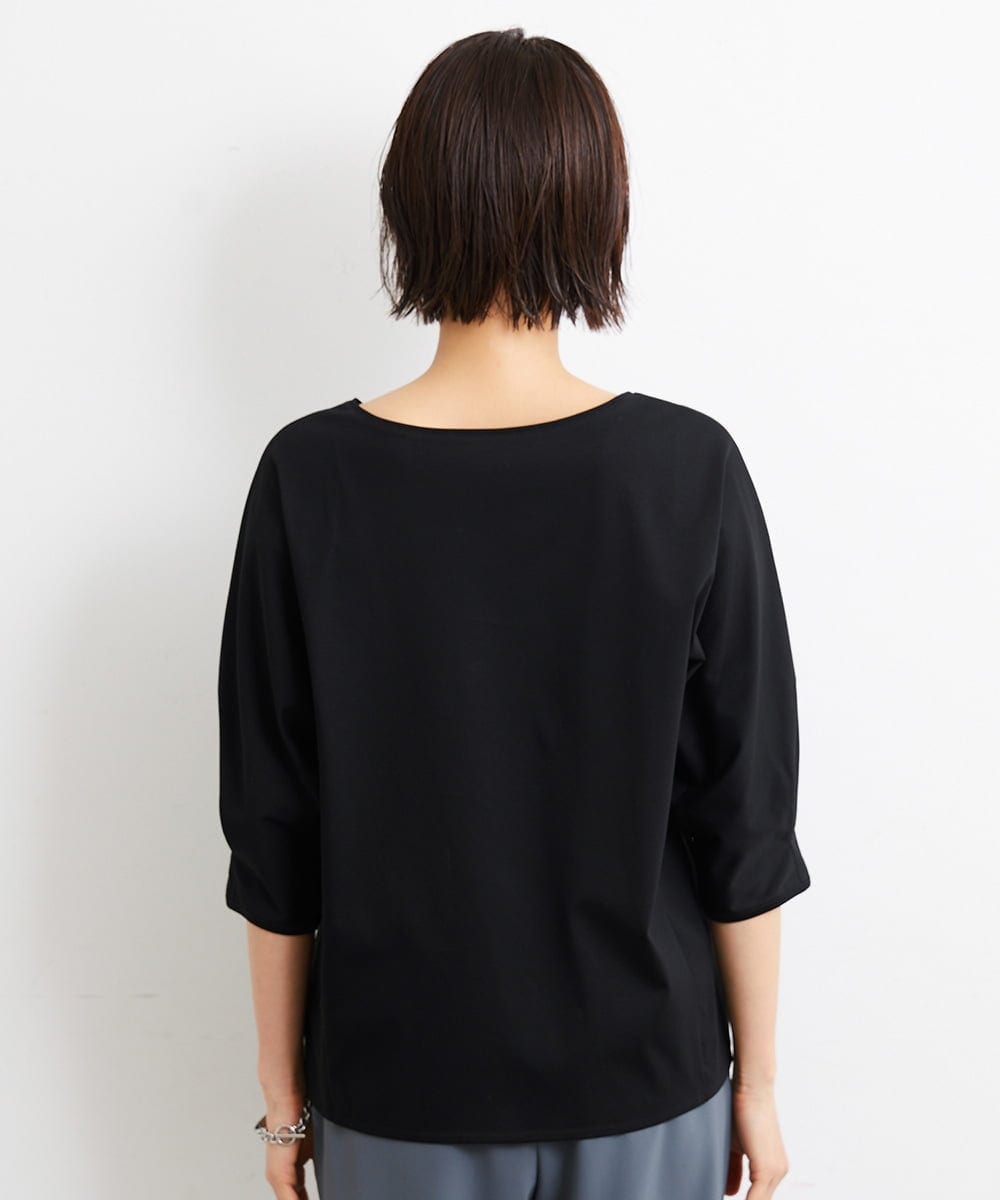 F6KGS24180 MICHEL KLEIN(小さいサイズ)(メゾン ドゥ サンク) [小さいサイズ]Vネックラウンドテールカットソー/コットン100％ ブラック(94)