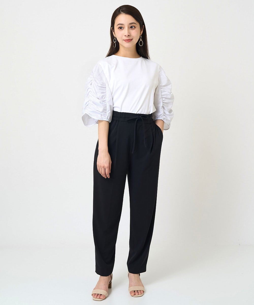 F6KGV34150 MICHEL KLEIN(小さいサイズ)(メゾン ドゥ サンク) [小さいサイズ]ギャザースリーブカットソー ネイビー系(57)