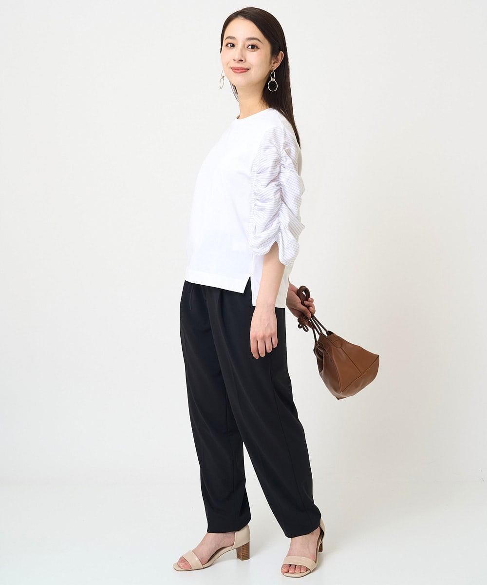 F6KGV34150 MICHEL KLEIN(小さいサイズ)(メゾン ドゥ サンク) [小さいサイズ]ギャザースリーブカットソー ネイビー系(57)