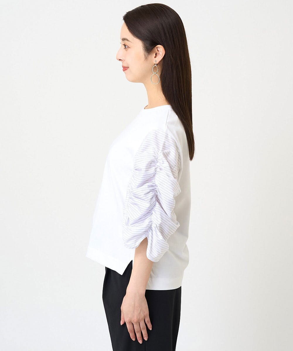 F6KGV34150 MICHEL KLEIN(小さいサイズ)(メゾン ドゥ サンク) [小さいサイズ]ギャザースリーブカットソー ネイビー系(57)