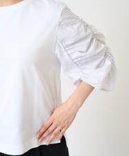 F6KGV34150 MICHEL KLEIN(小さいサイズ)(メゾン ドゥ サンク) [小さいサイズ]ギャザースリーブカットソー ネイビー系(57)