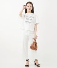 F6KGV36120 MICHEL KLEIN(小さいサイズ)(メゾン ドゥ サンク) [小さいサイズ]リバースサイドプリントロゴTシャツ ホワイト(90)