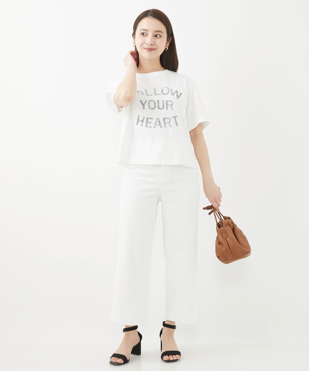 F6KGV36120 MICHEL KLEIN(小さいサイズ)(メゾン ドゥ サンク) [小さいサイズ]リバースサイドプリントロゴTシャツ ホワイト(90)