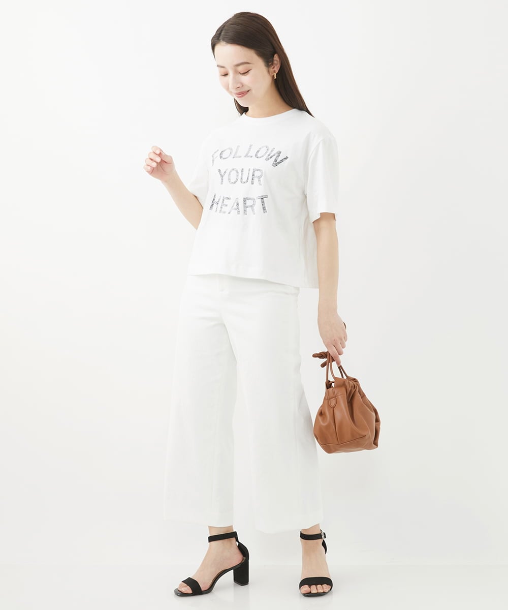 F6KGV36120 MICHEL KLEIN(小さいサイズ)(メゾン ドゥ サンク) [小さいサイズ]リバースサイドプリントロゴTシャツ ホワイト(90)