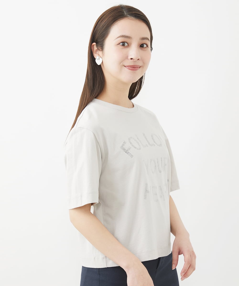 F6KGV36120 MICHEL KLEIN(小さいサイズ)(メゾン ドゥ サンク) [小さいサイズ]リバースサイドプリントロゴTシャツ ホワイト(90)