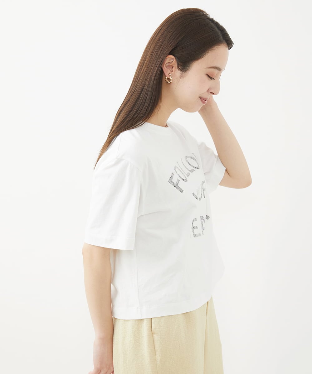 F6KGV36120 MICHEL KLEIN(小さいサイズ)(メゾン ドゥ サンク) [小さいサイズ]リバースサイドプリントロゴTシャツ ホワイト(90)