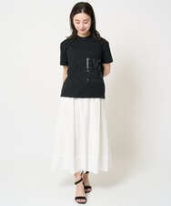 F6KHA22120 MICHEL KLEIN(小さいサイズ)(メゾン ドゥ サンク) [小さいサイズ]ラメロゴTシャツ ホワイト