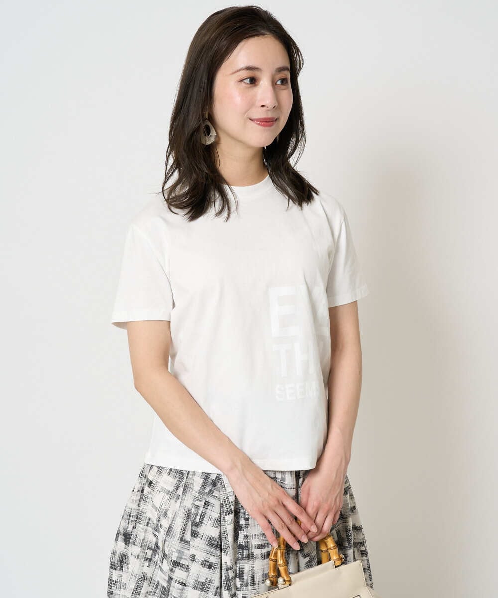 F6KHA22120 MICHEL KLEIN(小さいサイズ)(メゾン ドゥ サンク) [小さいサイズ]ラメロゴTシャツ ホワイト