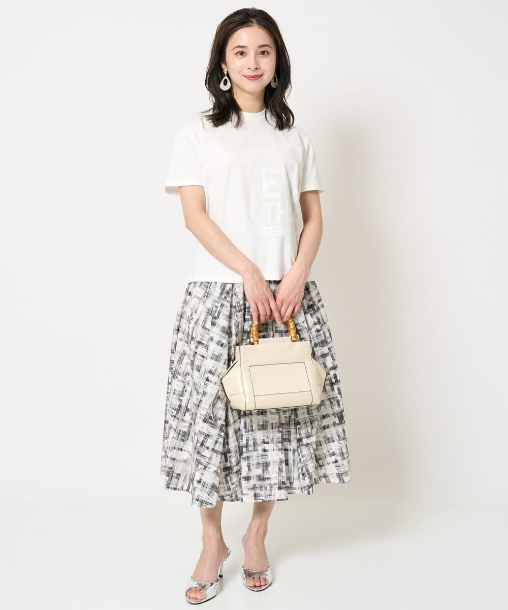 F6KHA22120 MICHEL KLEIN(小さいサイズ)(メゾン ドゥ サンク) [小さいサイズ]ラメロゴTシャツ ホワイト