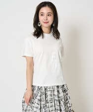 F6KHA22120 MICHEL KLEIN(小さいサイズ)(メゾン ドゥ サンク) [小さいサイズ]ラメロゴTシャツ ホワイト