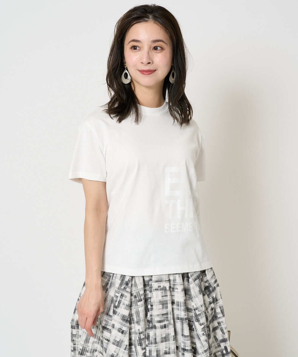 F6KHA22120 MICHEL KLEIN(小さいサイズ)(メゾン ドゥ サンク) [小さいサイズ]ラメロゴTシャツ ホワイト