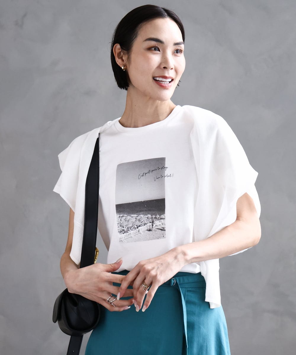 F6KHA23120 MICHEL KLEIN(小さいサイズ)(メゾン ドゥ サンク) [小さいサイズ]フォトプリントTシャツ ホワイト