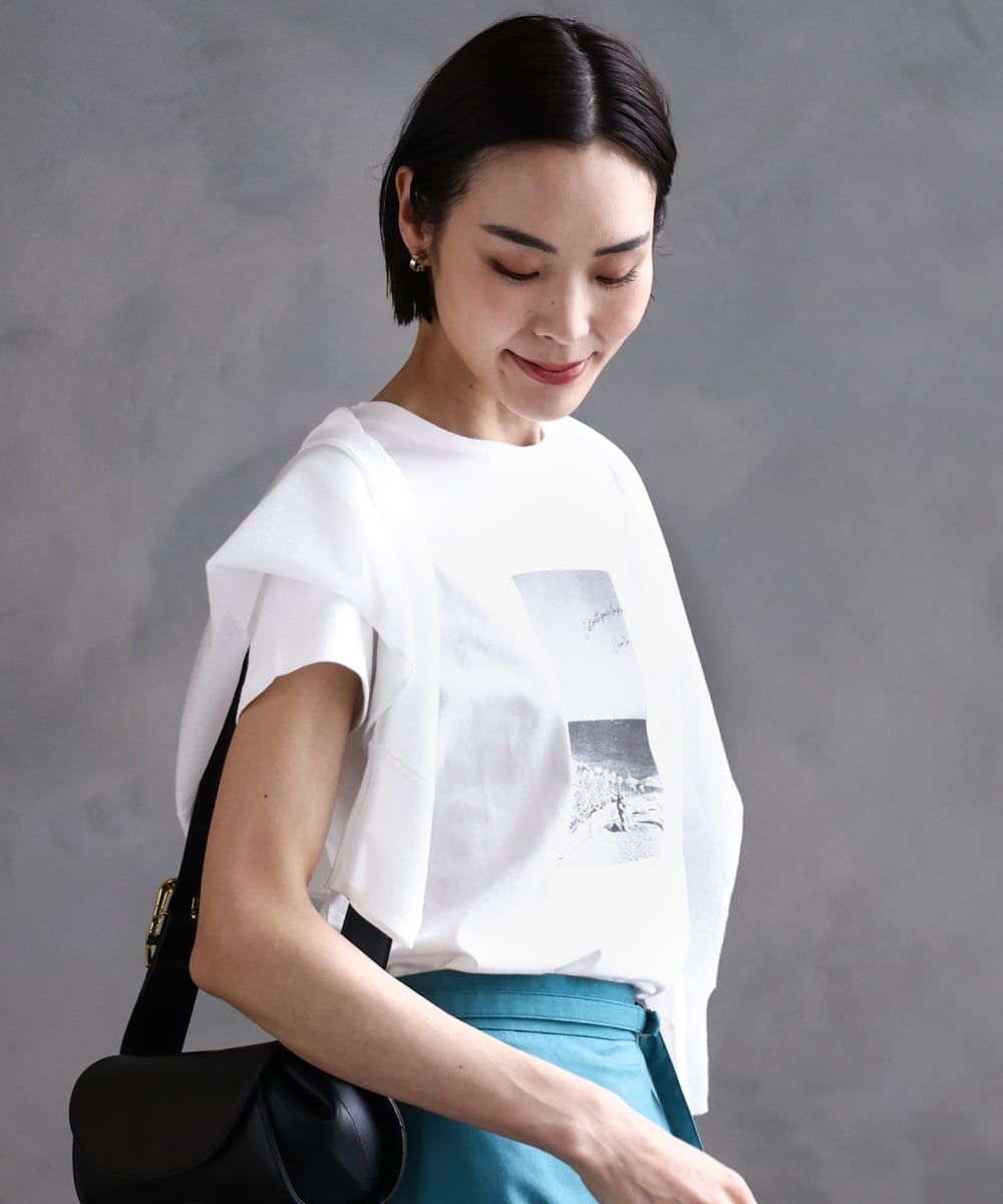 F6KHA23120 MICHEL KLEIN(小さいサイズ)(メゾン ドゥ サンク) [小さいサイズ]フォトプリントTシャツ ホワイト