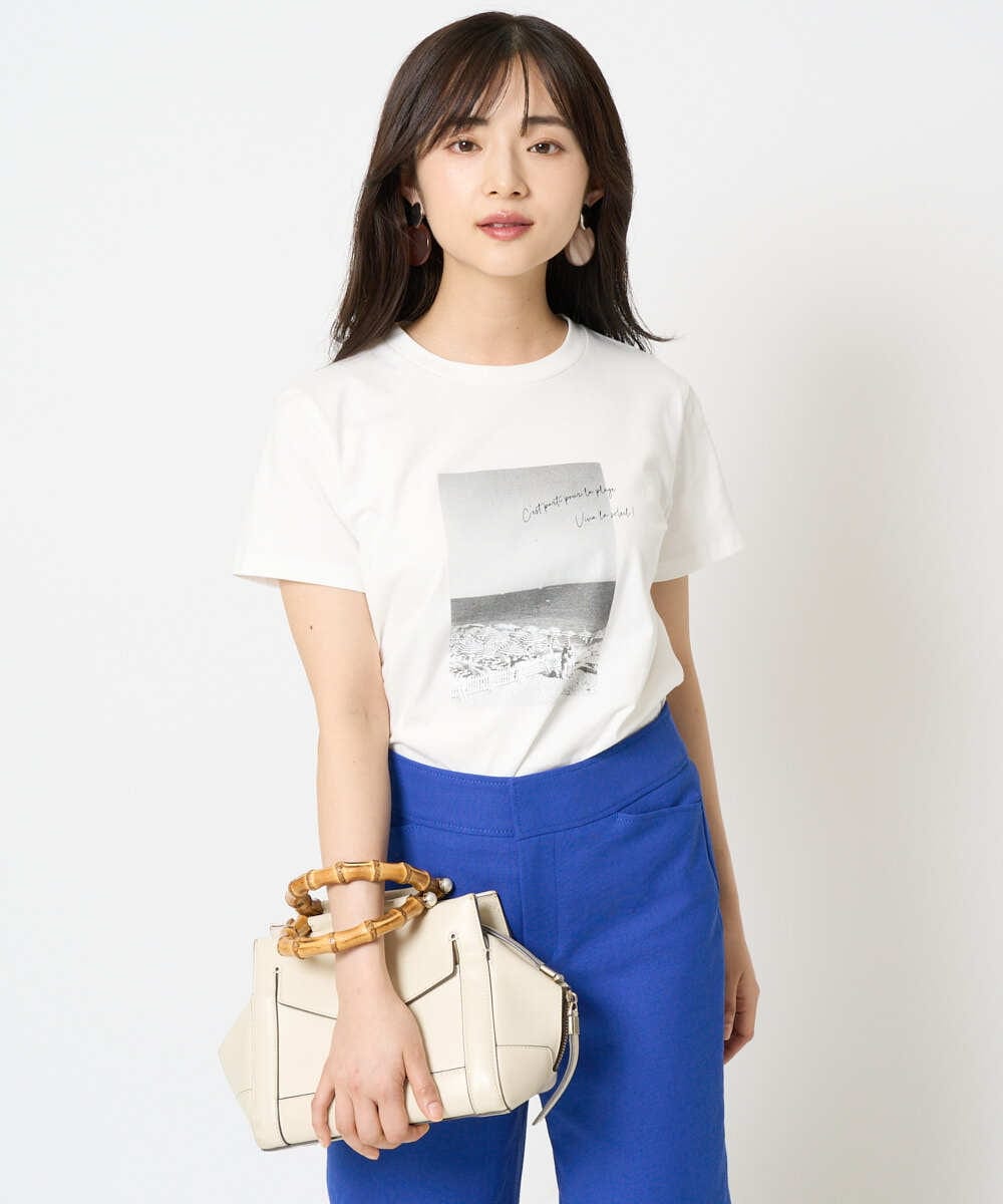 F6KHA23120 MICHEL KLEIN(小さいサイズ)(メゾン ドゥ サンク) [小さいサイズ]フォトプリントTシャツ ホワイト