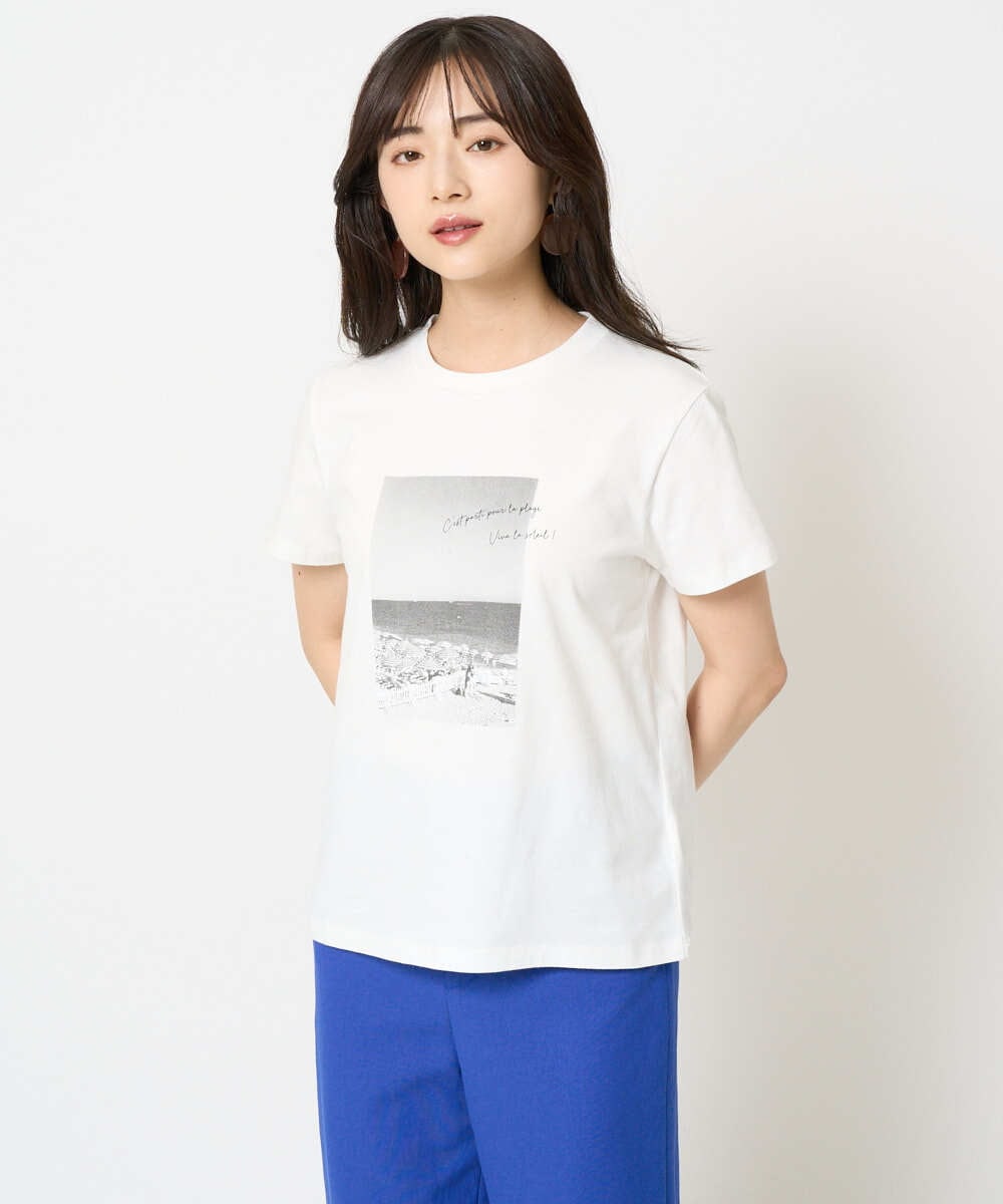 F6KHA23120 MICHEL KLEIN(小さいサイズ)(メゾン ドゥ サンク) [小さいサイズ]フォトプリントTシャツ ホワイト